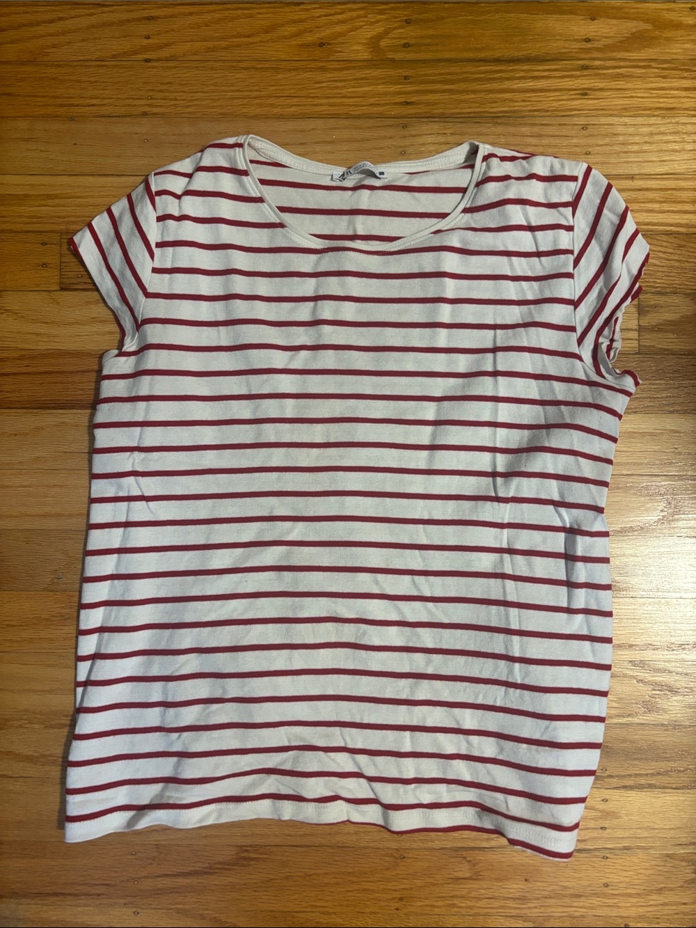 Zara White Tee with Red Stripes